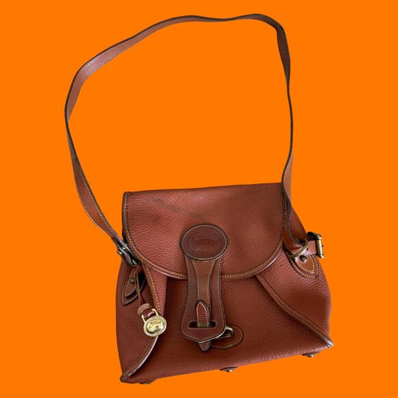 Dooney & Bourke Handbags - 80's 90's vintage brown leather saddle bag purse handbag Dooney & Bourke *AS IS*